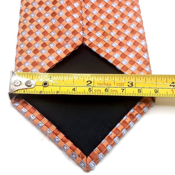 Michael Kors Men's Tie Orange Blue Checkered 100% Silk Tie 59" Length - Picture 11 of 11